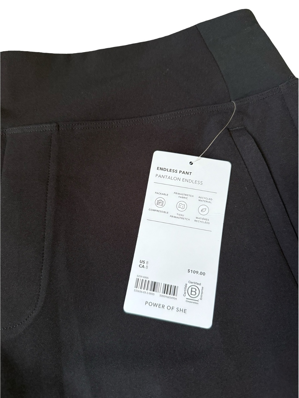 Athleta Endless Black Straight Leg Pants Size 8 - Picture 4 of 5